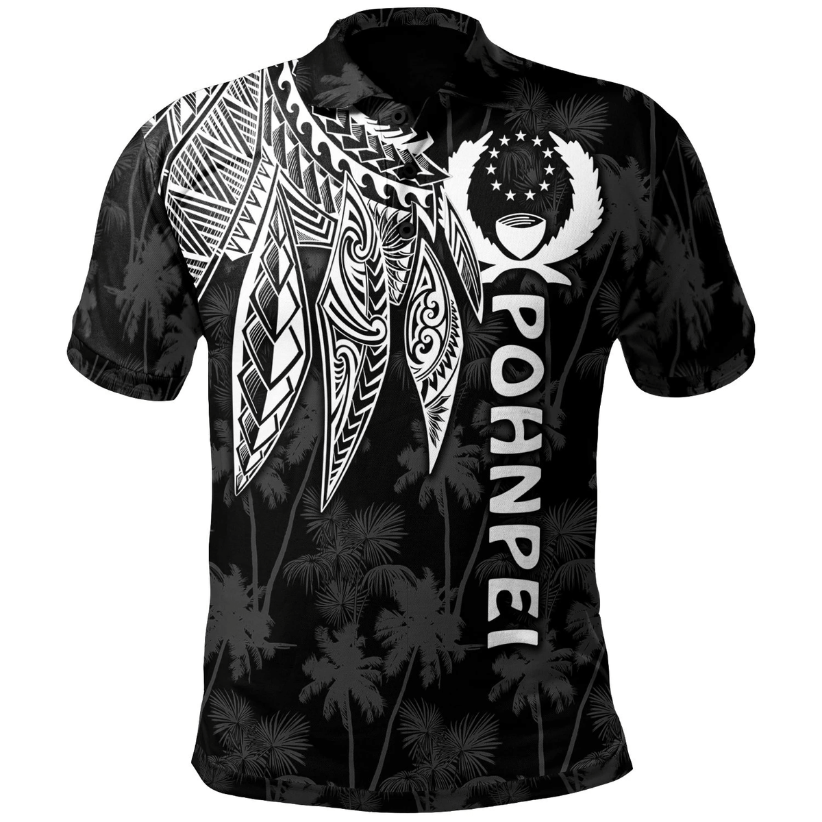 Polynesian Pride Apparel Pohnpei Polo Shirt Polynesian Wings (White) Unisex White - Polynesian Pride