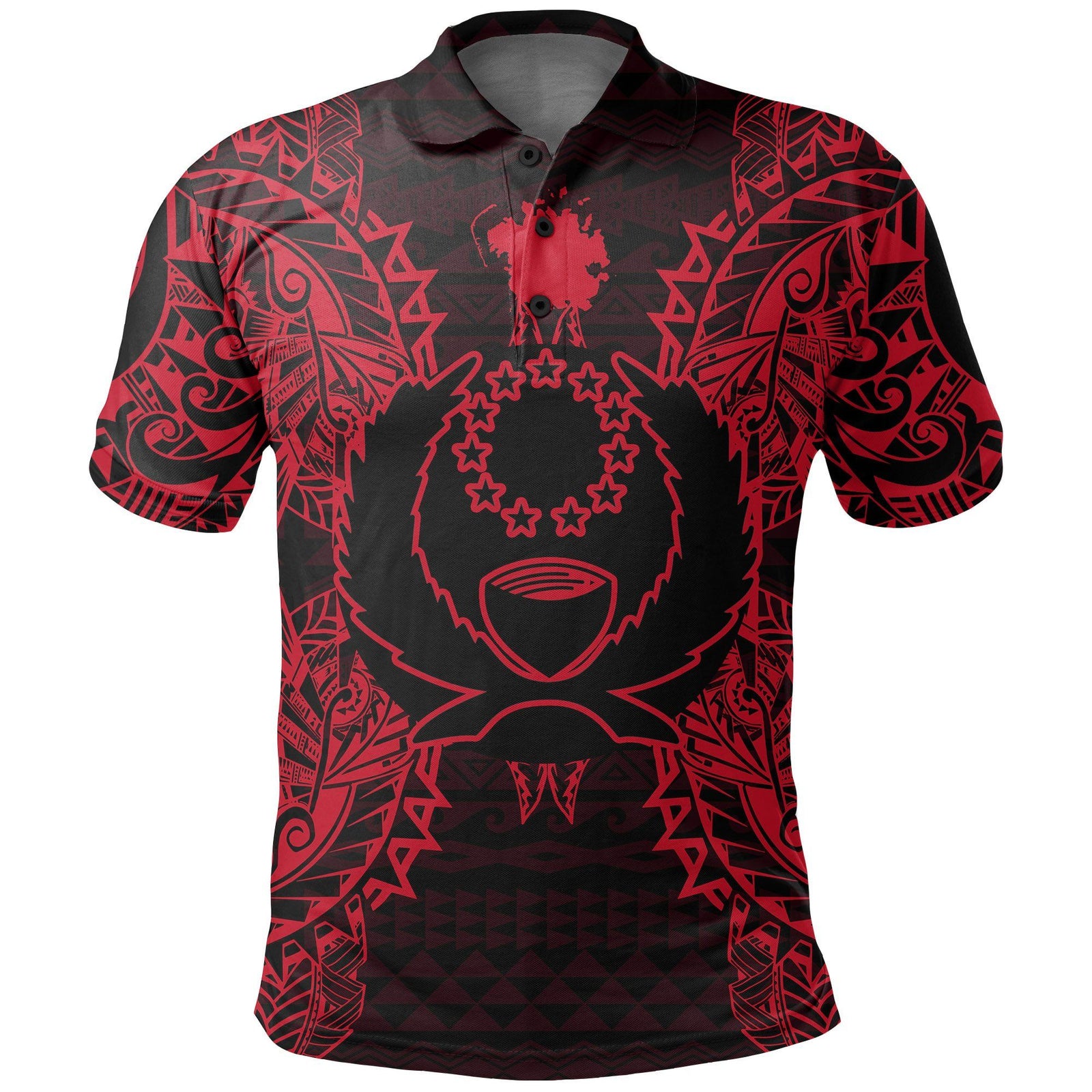 Polynesian Pride Apparel Pohnpei Polo Shirt Pohnpei Flag Map Polynesian Tattoo Red Unisex Red - Polynesian Pride