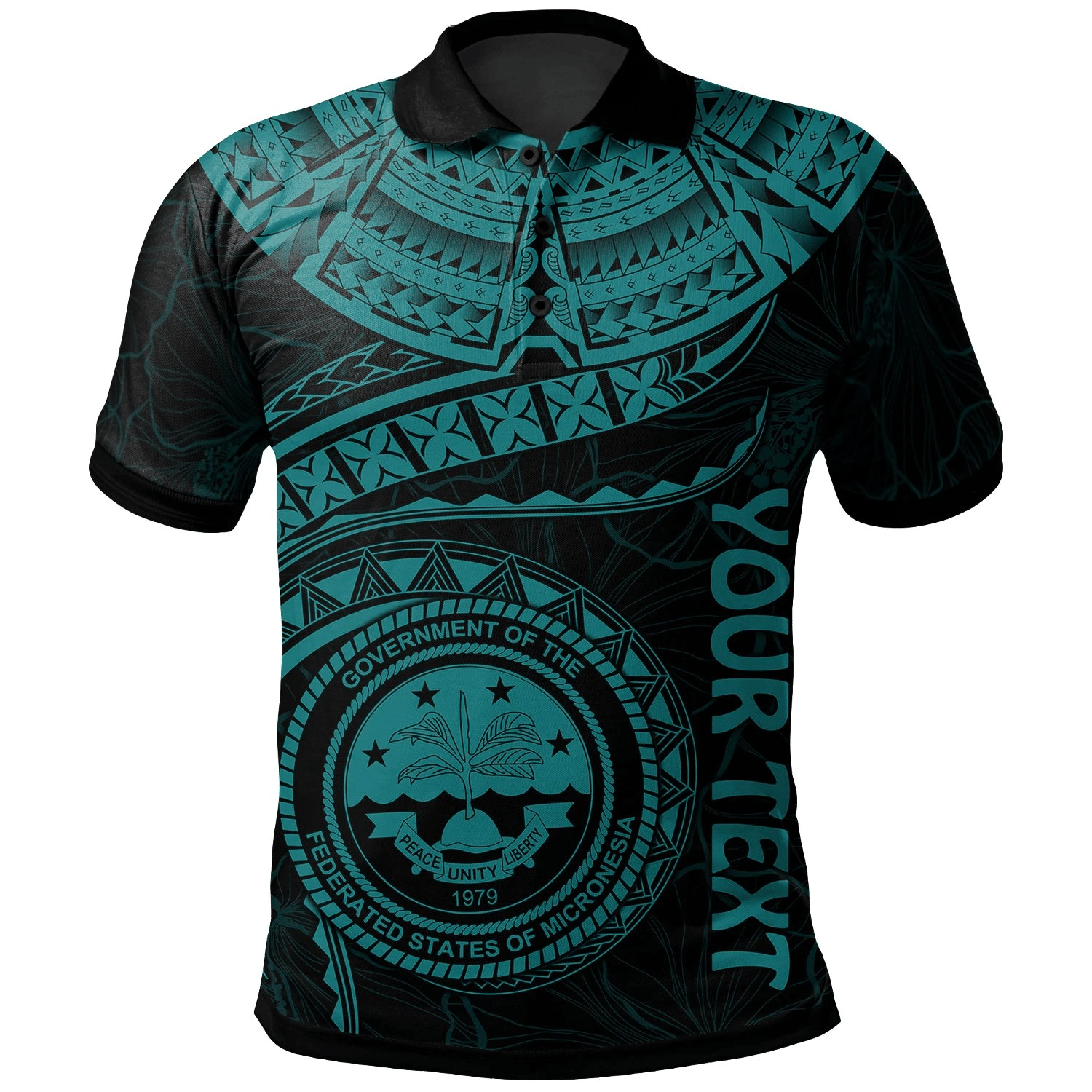 Polynesian Pride Apparel Federated States of Micronesia Polynesian Custom Polo Shirt FSM Waves (Turquoise) Unisex Turquoise - Polynesian Pride