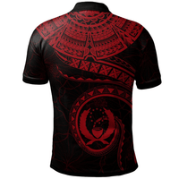 Polynesian Pride Apparel Pohnpei Polynesian Polo Shirt Pohnpei Waves (Red) - Polynesian Pride