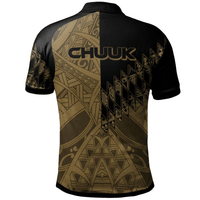 Polynesian Pride Apparel Chuuk Polo Shirt Gold Color Symmetry Style - Polynesian Pride
