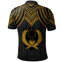 Polynesian Pride Apparel Pohnpei Polo Shirt Polynesian Armor Style Gold - Polynesian Pride