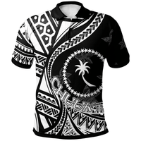 Polynesian Pride Apparel Chuuk Polo Shirt Plumeria Flowers White Version Unisex Black - Polynesian Pride