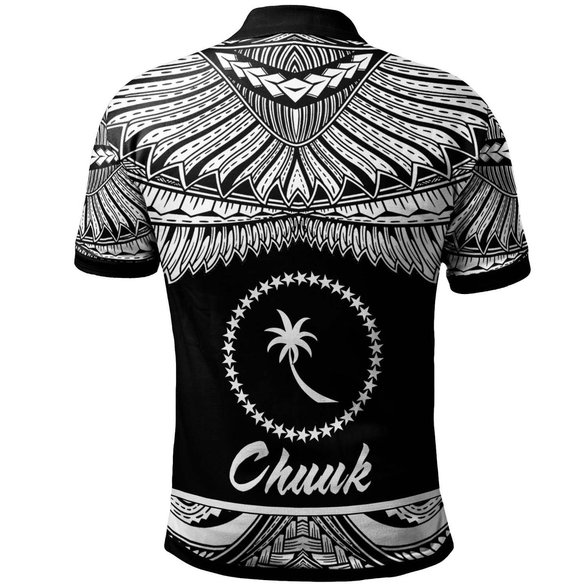 Polynesian Pride Apparel Chuuk Polo Shirt Polynesian Tattoo White Version - Polynesian Pride