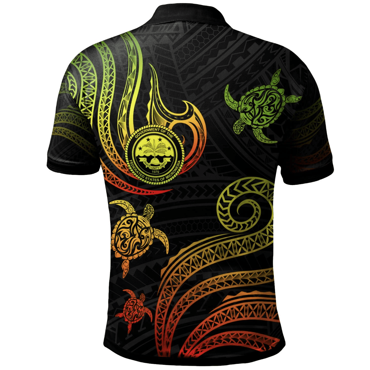 Polynesian Pride Apparel Federated States of Micronesia Polo Shirt Polynesian Turtle With Pattern Reggae - Polynesian Pride