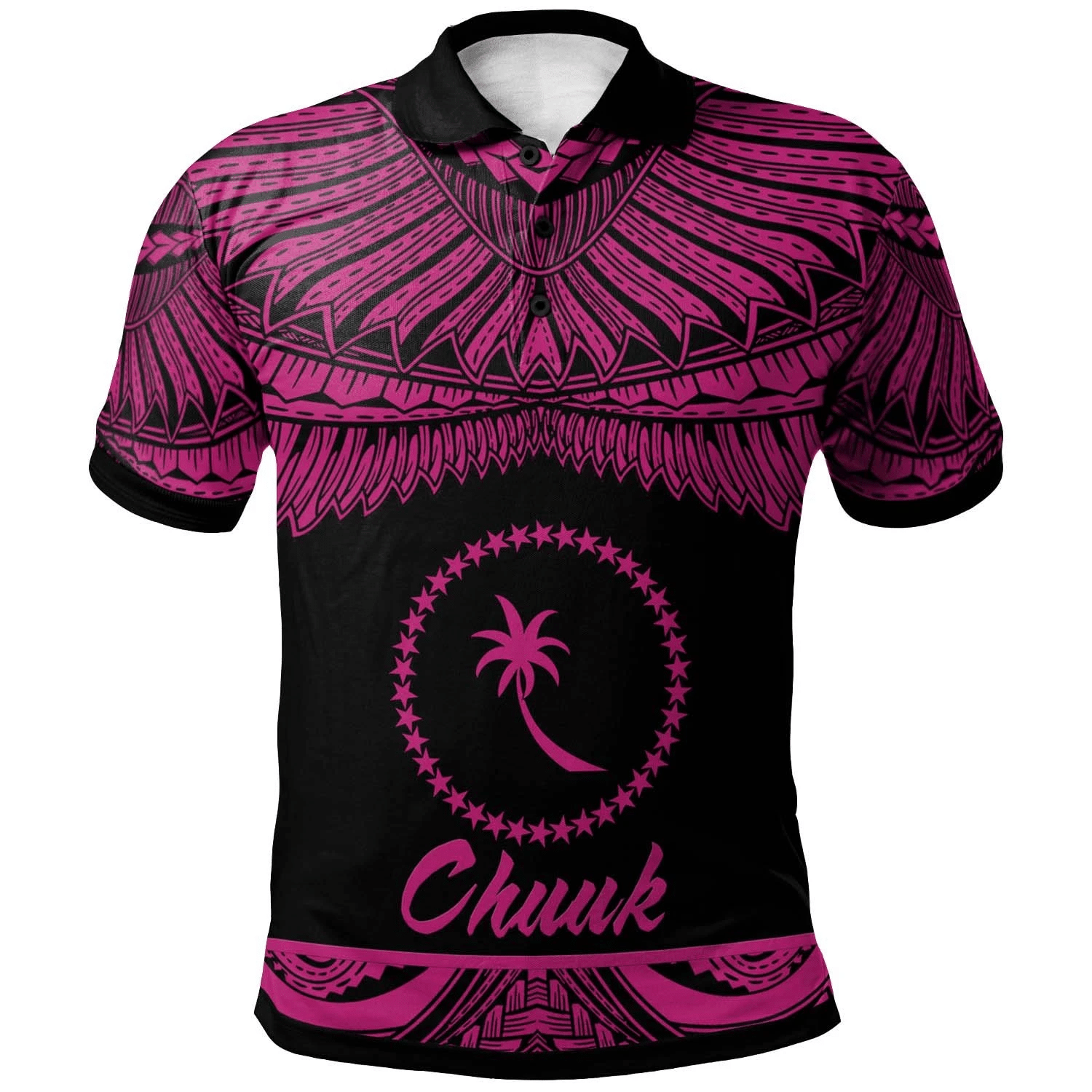 Polynesian Pride Apparel Chuuk Polo Shirt Polynesian Tattoo Pink Version Unisex Pink - Polynesian Pride