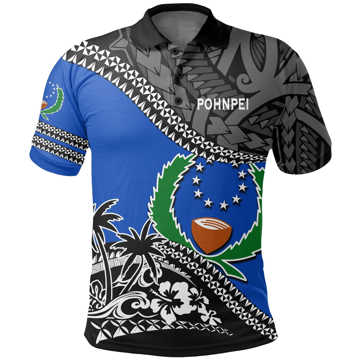 Polynesian Pride Apparel Pohnpei Polo Shirt Fall In The Wave Unisex Blue - Polynesian Pride