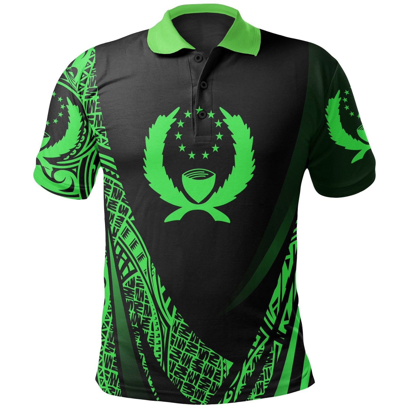 Polynesian Pride Apparel Pohnpei State Polo Shirt Green Polynesian Patterns Sport Style Unisex Black - Polynesian Pride