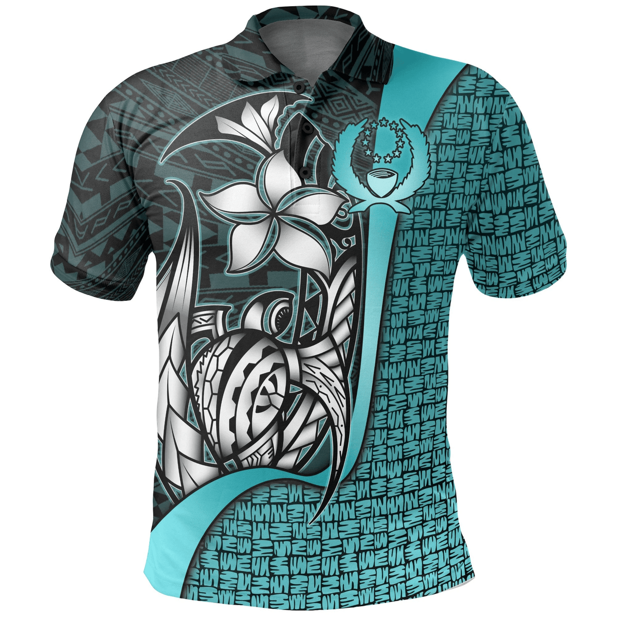 Polynesian Pride Apparel Pohnpei Micronesian Polo Shirt Turquoise Turtle With Hook Unisex Turquoise - Polynesian Pride