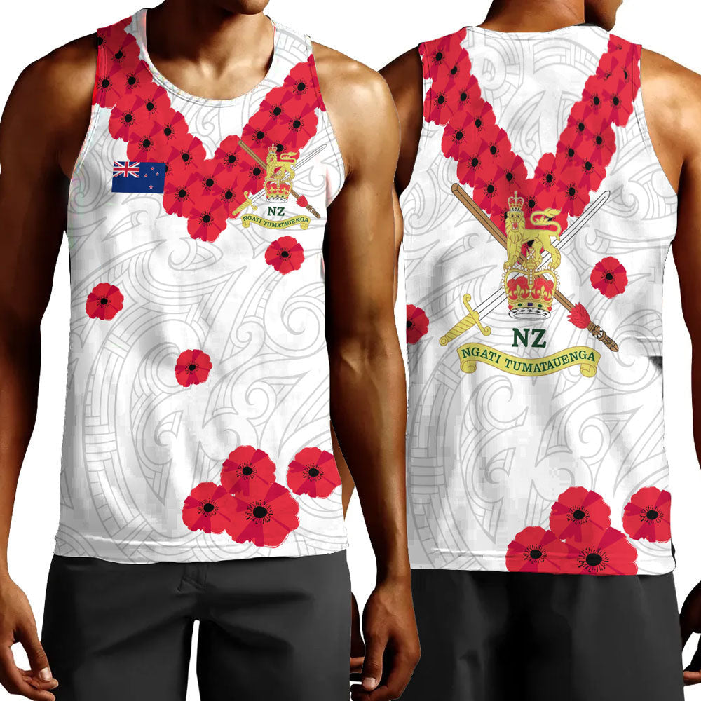 Polynesian Pride Clothing - New Zealand Anzac Day Army Men Tank Top Black - Polynesian Pride