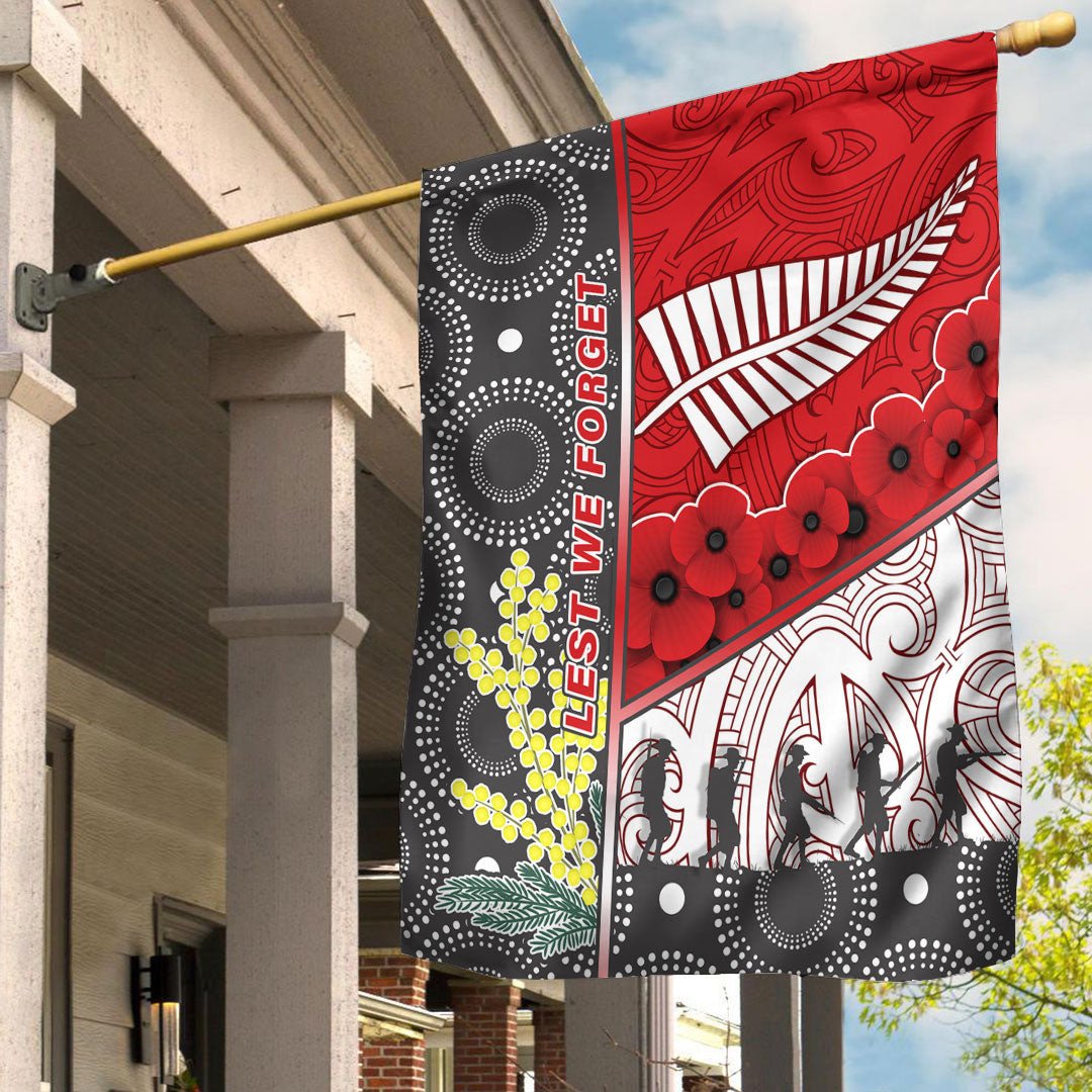 Polynesian Pride Flag - (Custom) Australia Indigenous & New Zealand Maori Anzac (Red) Flag - Polynesian Pride