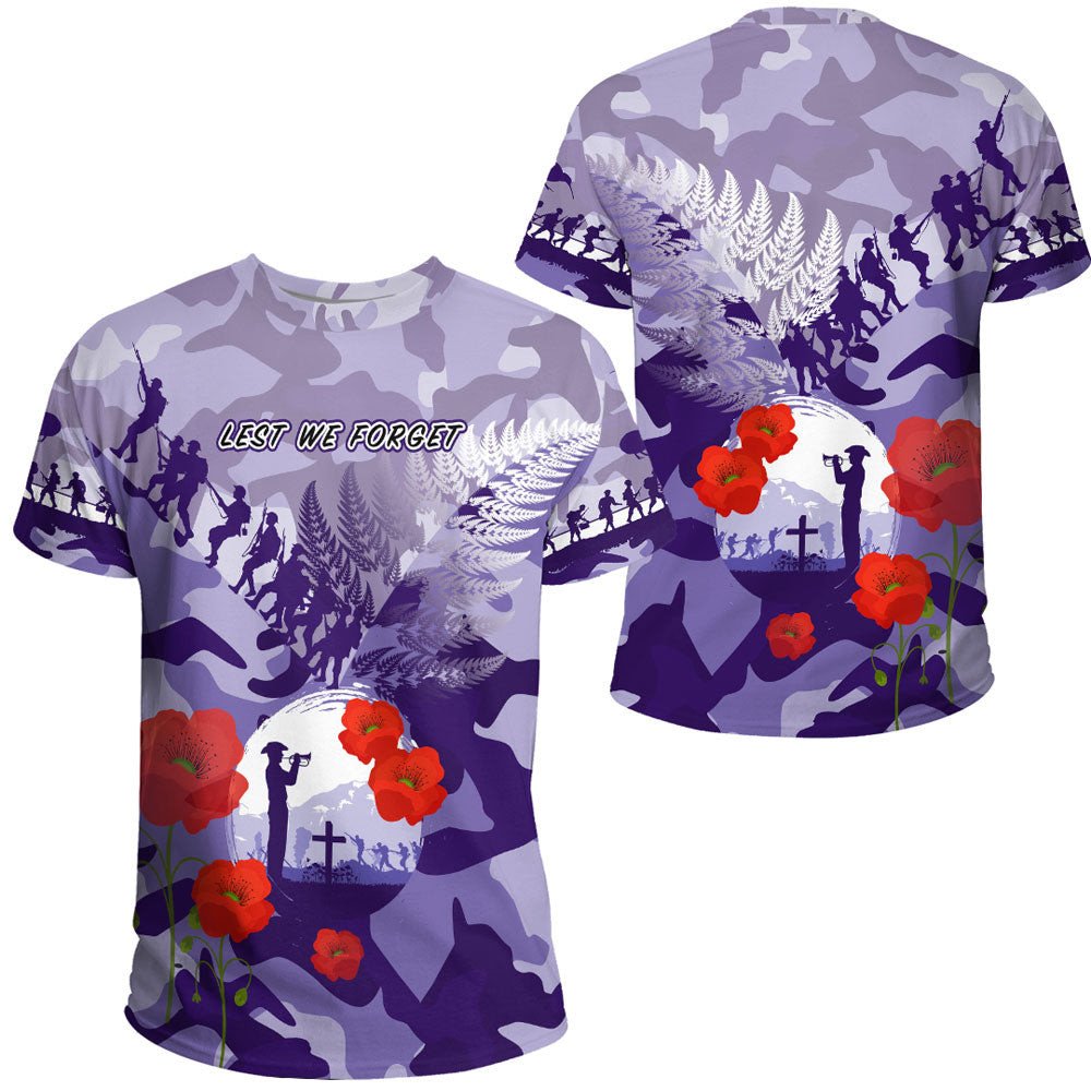 Polynesian Pride Clothing New Zealand Anzac Fern And Camouflage T shirt Black - Polynesian Pride