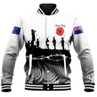 Polynesian Pride Clothing - New Zealand Anzac Day Silhouette Soldier Baseball Jacket - Polynesian Pride