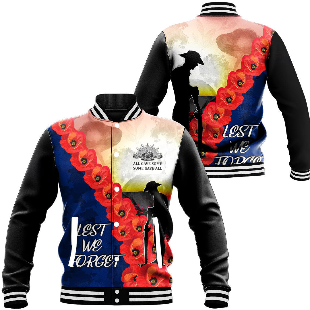 Polynesian Pride Clothing - Anzac Day All Gave Some Baseball Jacket Unisex Black - Polynesian Pride