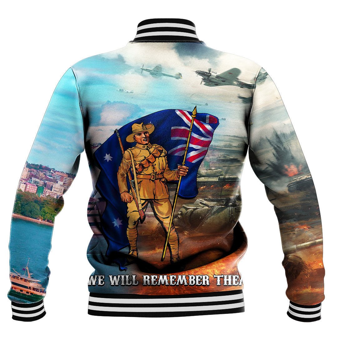 Polynesian Pride Clothing - Anzac Day Australia Peace Baseball Jacket - Polynesian Pride