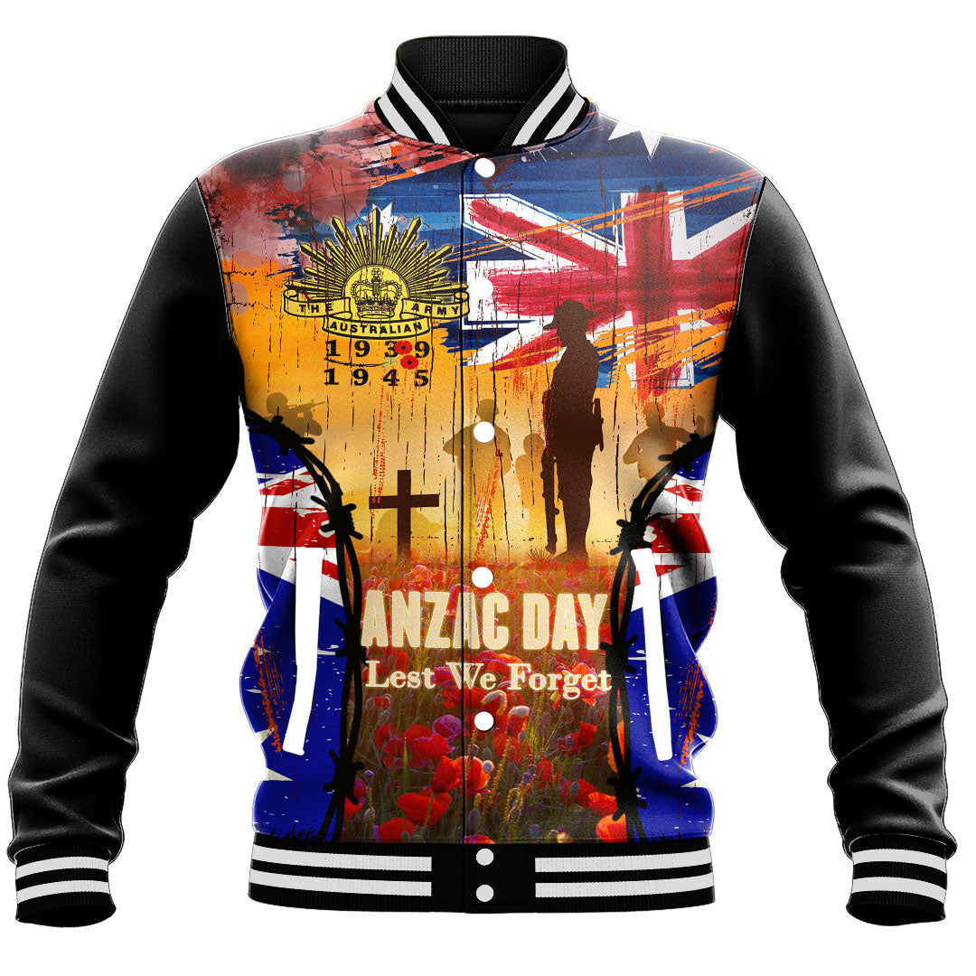 Polynesian Pride Clothing - Anzac Day World War II Commemoration 39 - 45 Baseball Jacket - Polynesian Pride