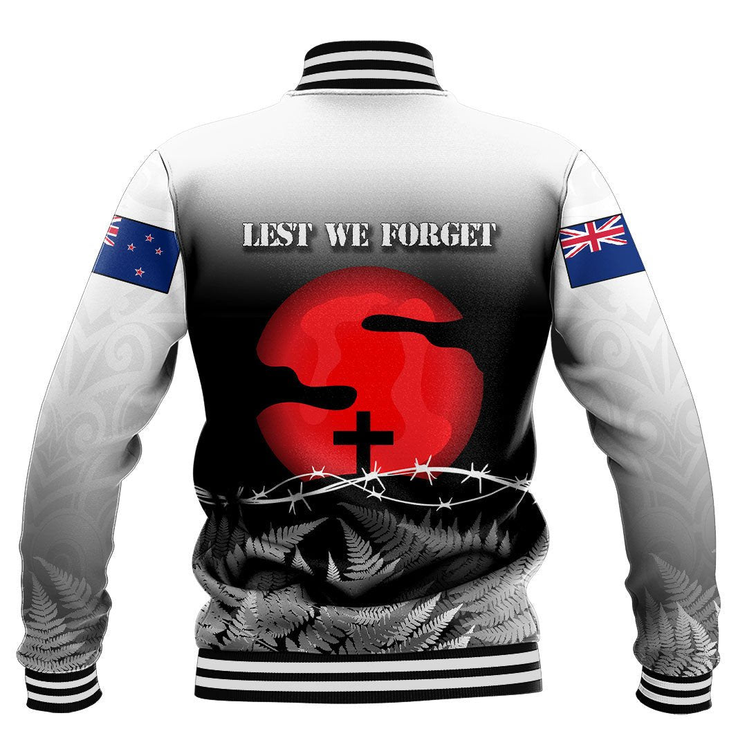 Polynesian Pride Clothing - New Zealand Anzac Day Silhouette Soldier Baseball Jacket - Polynesian Pride