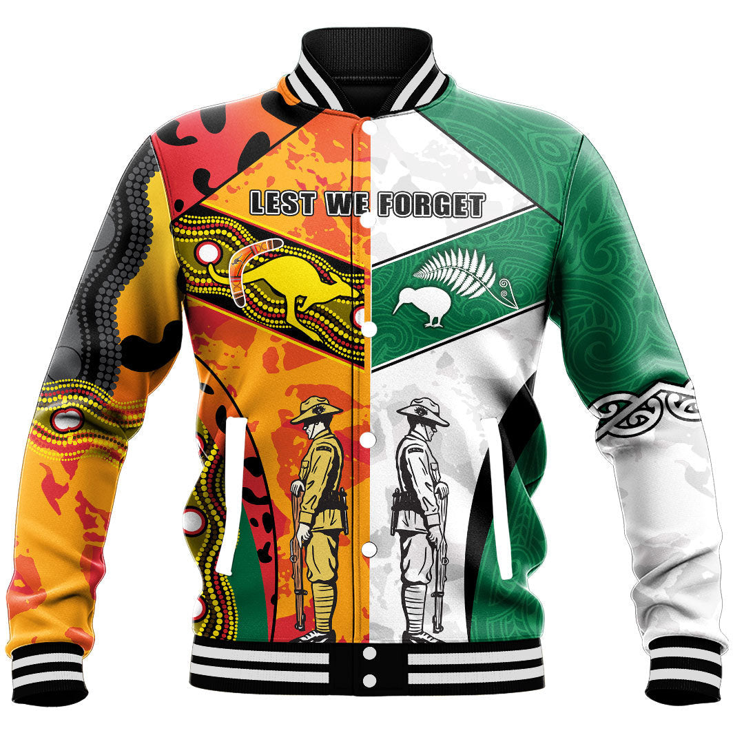 Polynesian Pride Clothing - Anzac Day Australia - New Zealand Mix Baseball Jacket - Polynesian Pride
