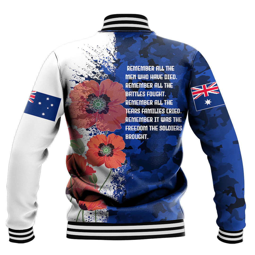 Polynesian Pride Clothing - Anzac Day Silhouette Soldier Baseball Jacket - Polynesian Pride