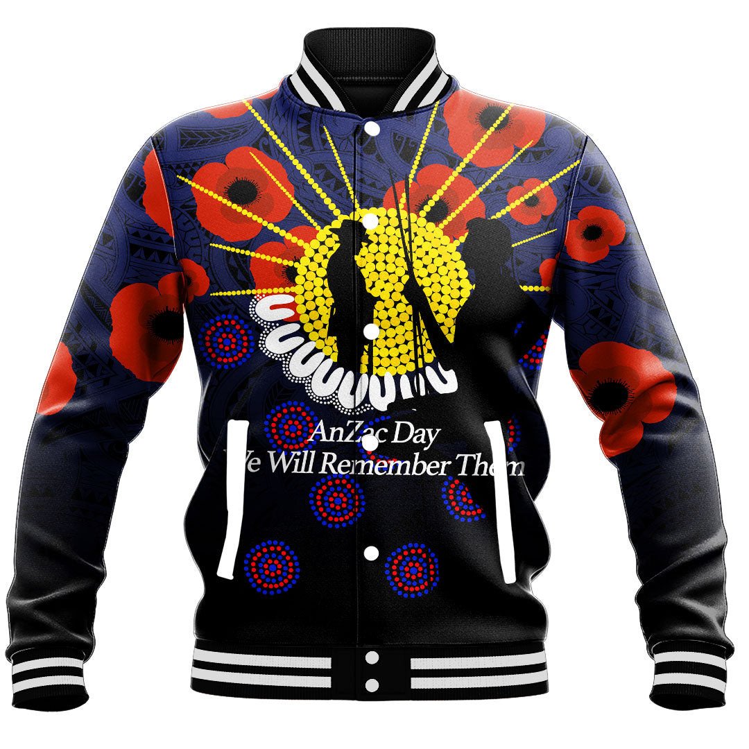 Polynesian Pride Clothing - Anzac Day We Will Remember Them Baseball Jacket - Polynesian Pride