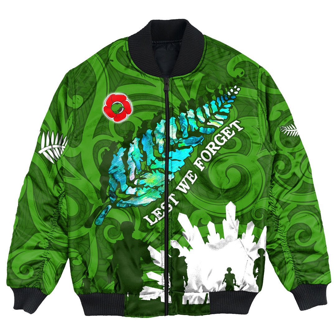 Polynesian Pride Clothing - New Zealand Anzac Walking In The Sun Bomber Jacket Unisex Black - Polynesian Pride