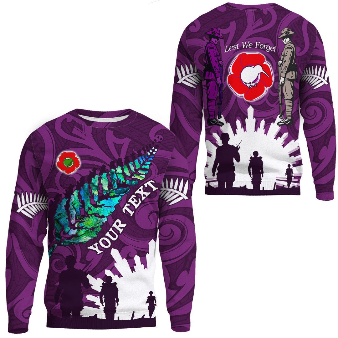 Polynesian Pride Clothing - (Custom) New Zealand Anzac Walking In The Sun Purple.Sweatshirt Unisex Black - Polynesian Pride