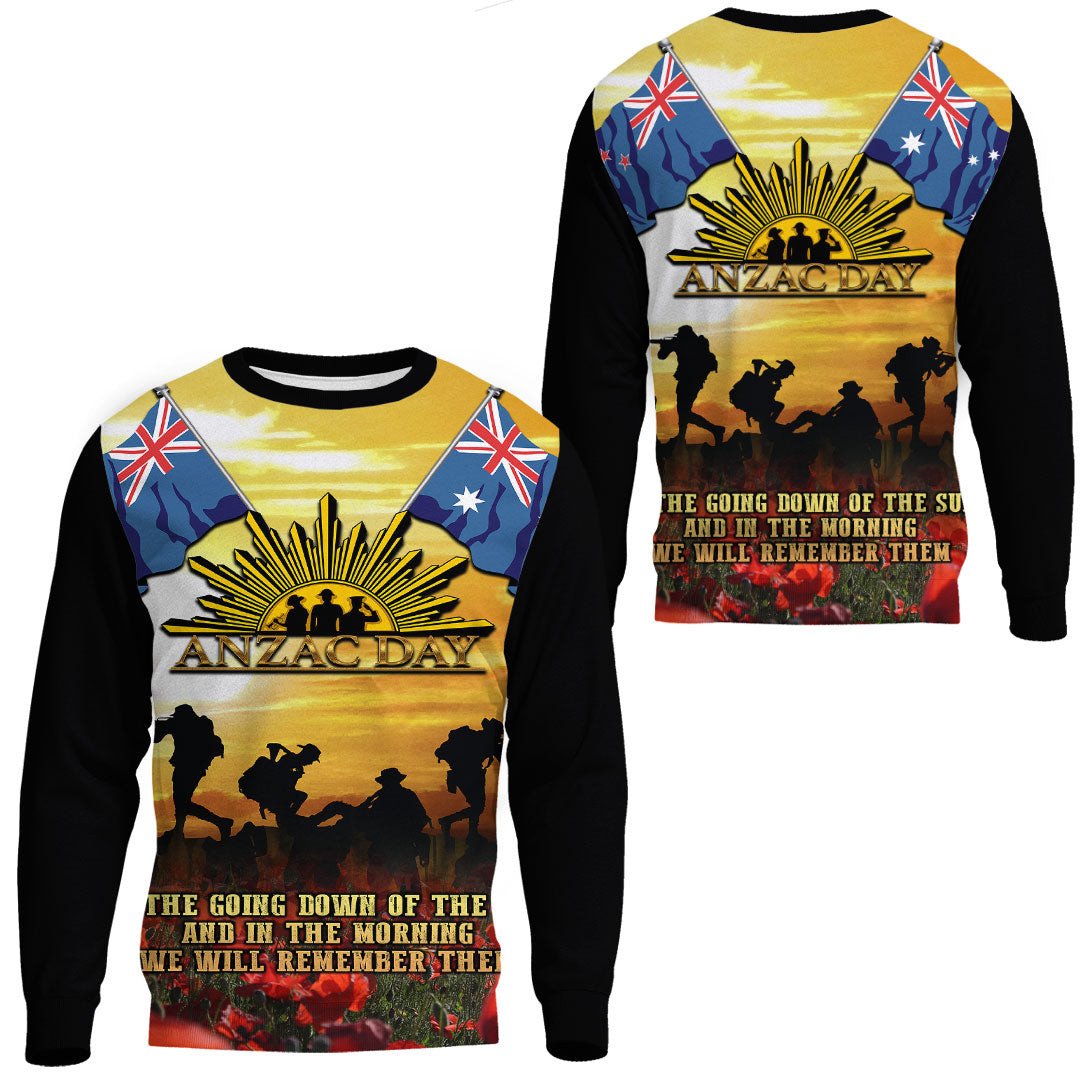 Polynesian Pride Clothing - Anzac Day Soldier Going Down of The Sun.Sweatshirt Unisex Black - Polynesian Pride