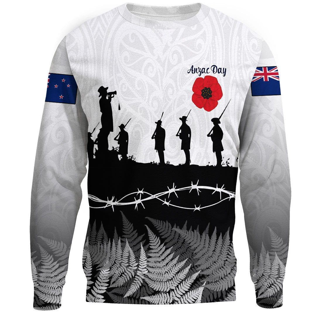 Polynesian Pride Clothing - New Zealand Anzac Day Silhouette Soldier.Sweatshirt - Polynesian Pride