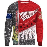 Polynesian Pride Clothing - (Custom) Australia Indigenous & New Zealand Maori Anzac (Red) Sweatshirt - Polynesian Pride