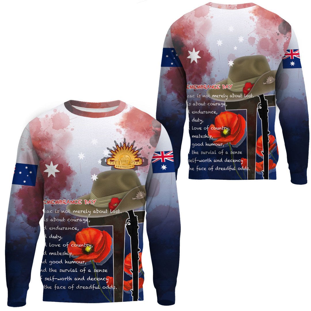 Polynesian Pride Clothing - Anzac Day Remembrance Day Qoute.Sweatshirt Unisex Black - Polynesian Pride
