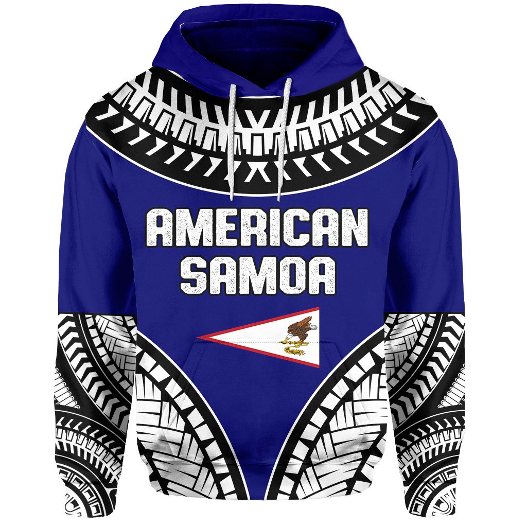 Polynesian Pride Hoodie American Samoa Tattoo Chief Hoodie LT10 Blue - Polynesian Pride