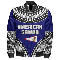 Polynesian Pride Jacket - American Samoa Tattoo Chief Sleeve Zip Bomber Jacket LT10 Unisex Blue - Polynesian Pride