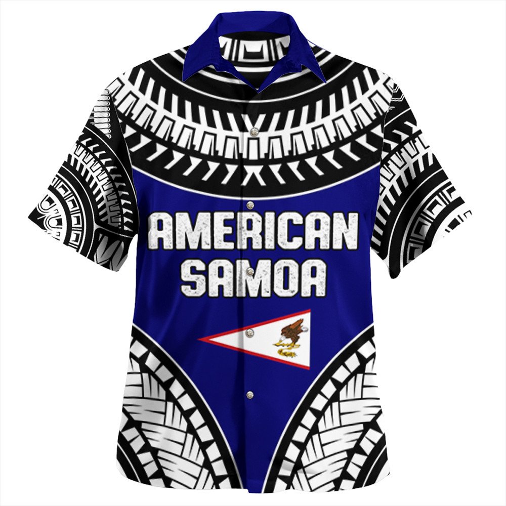 Polynesian Pride Hawaiian Shirt - American Samoa Tattoo Chief Hawaiian Shirt LT10 Unisex Blue - Polynesian Pride