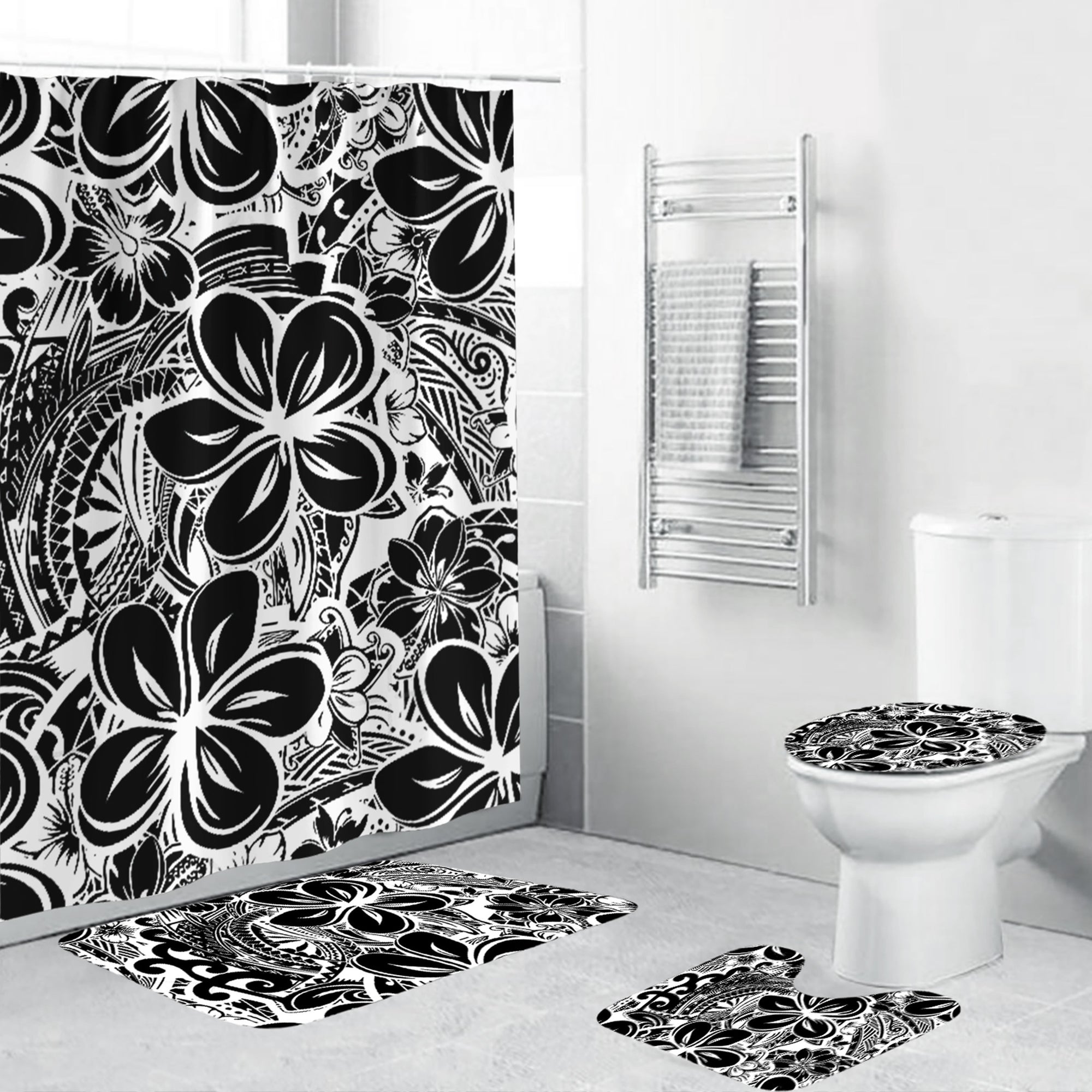 Polynesian Home Set - Savaii Polynesian Tribal Threads Bathroom Set LT10 Black - Polynesian Pride