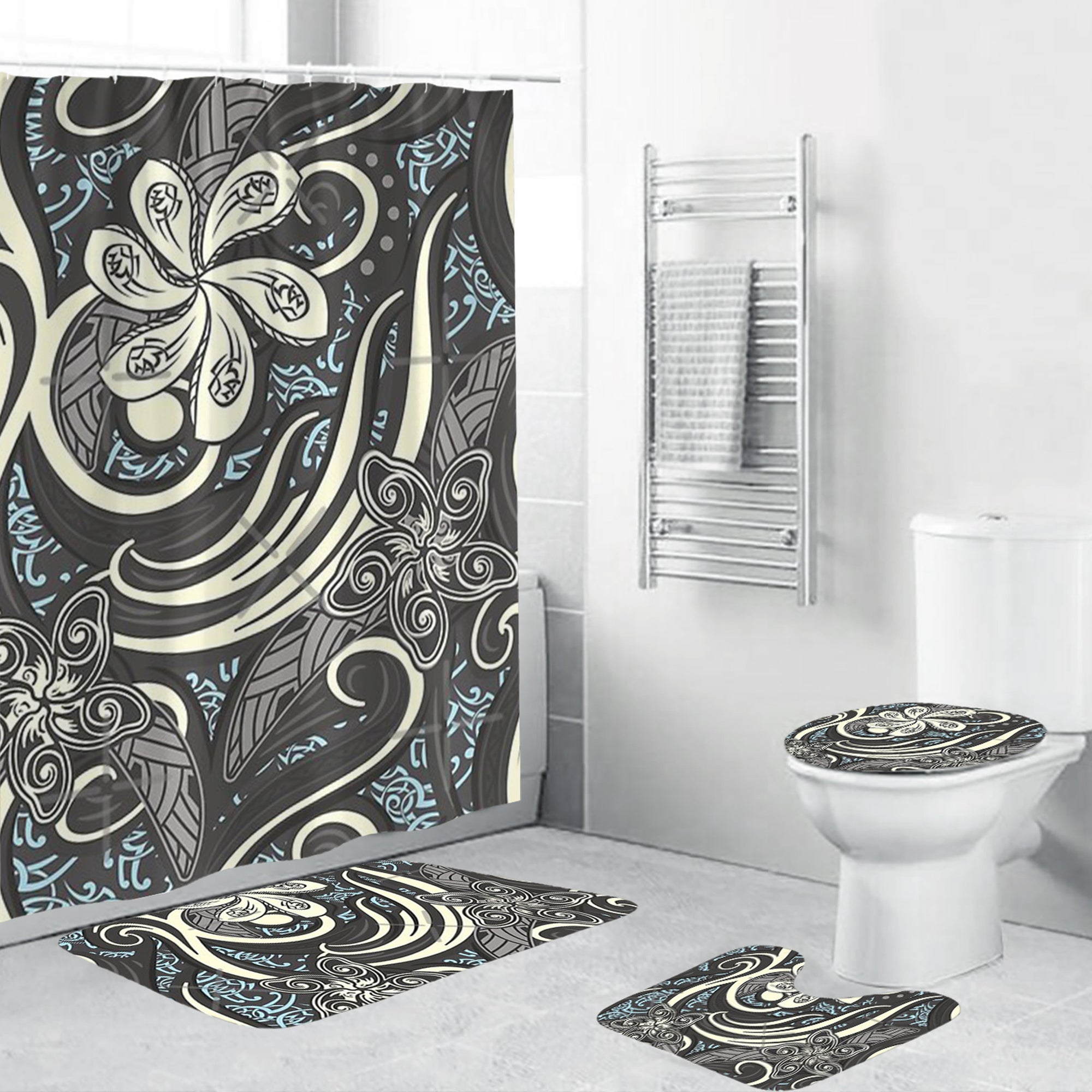 Polynesian Home Set - Vintage Polynesian Tribal Threads Bathroom Set LT10 Gray - Polynesian Pride