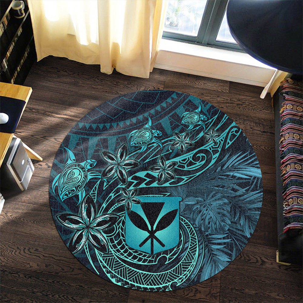 Polynesian Pride Home Set - Hawaii Kanaka Maoli Turquoise Tiare Honu Round Carpet LT10 - Polynesian Pride