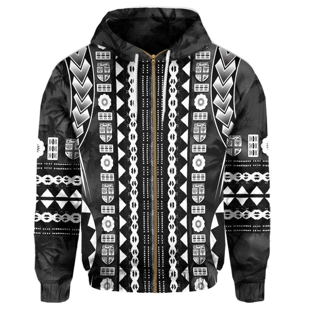 Polynesian Pride Hoodie Fiji Masiterpiece Coconut Tree Zip Hoodie LT10 Black - Polynesian Pride