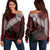 Polynesian Pride Sweatshirt - Fiji Masa Paint Style Women Off Shoulder LT10 Women Red - Polynesian Pride