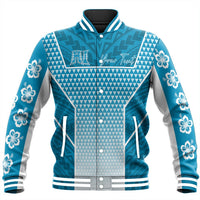 Polynesian Pride Jacket - Personalized Kakau Hawaii Polynesian Blue Gradient Baseball Jacket LT10 Unisex Blue - Polynesian Pride