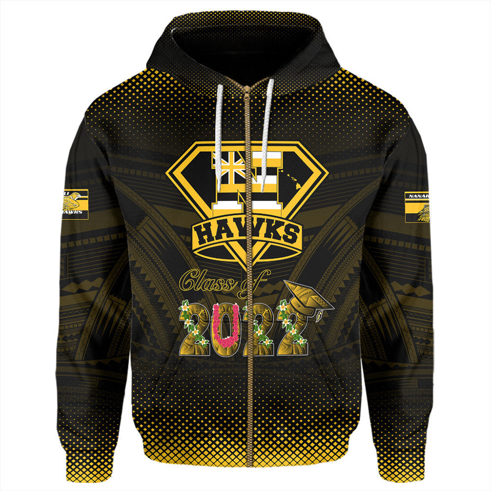 Polynesian Pride Hoodie Personalized Hawaii Class of Nanakuli Golden Hawks Zip Hoodie LT10 - Polynesian Pride