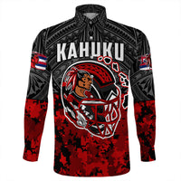 Polynesian Pride Shirt - Red Raider For Life Long Sleeve Button Shirt LT10 - Polynesian Pride