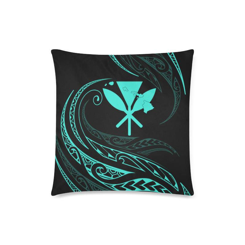 Kanaka Pillow Covers - Turquoise - Frida Style One Size 18"x18"(Twin Sides) Black - Polynesian Pride