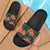 Hawaii Palm Hibiscus Pattern Black Slide Sandals Black - Polynesian Pride