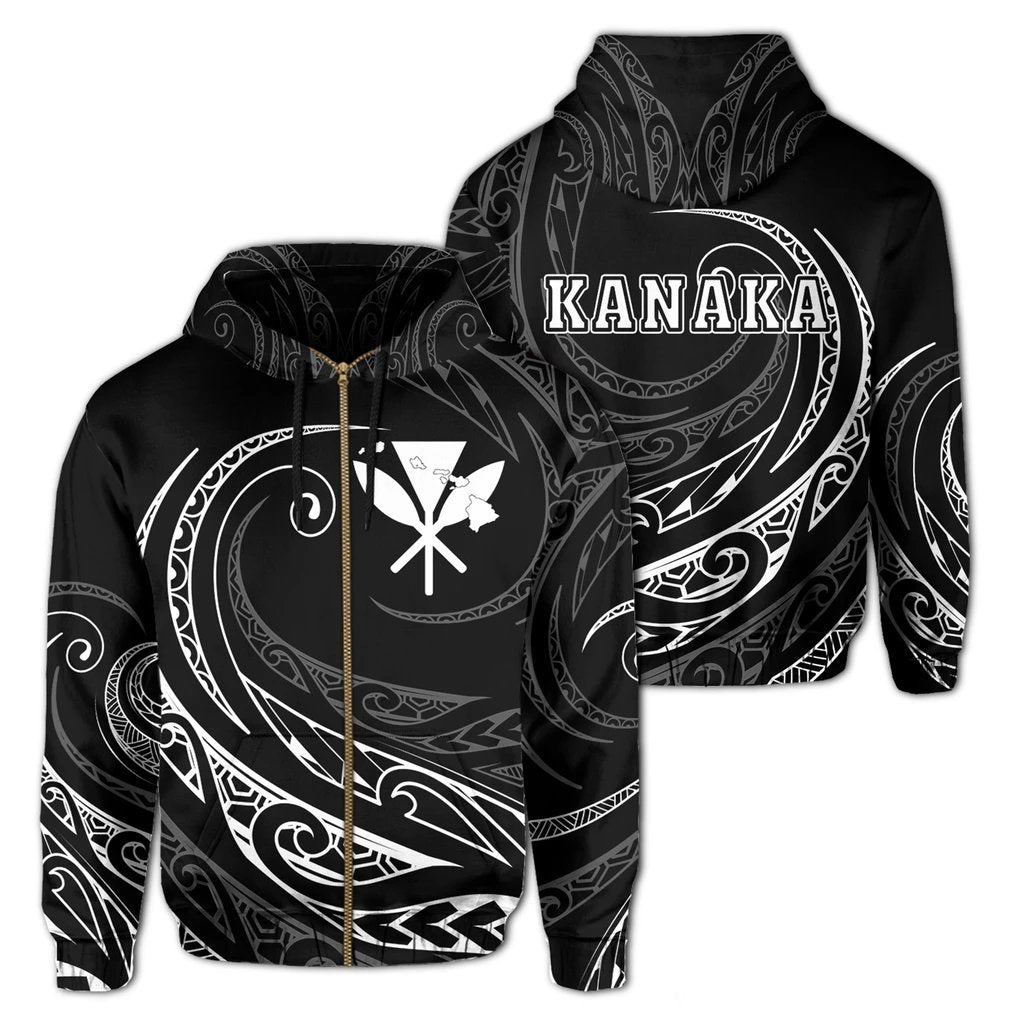 Kanaka Polynesian Zipper Hoodie Frida Style Unisex Art - Polynesian Pride