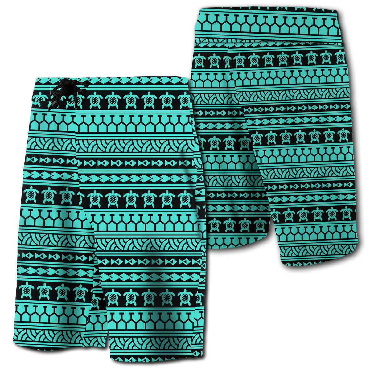 Hawaii Polynesian Tattoo Tribal Board Shorts Turquoise Men Turquoise - Polynesian Pride