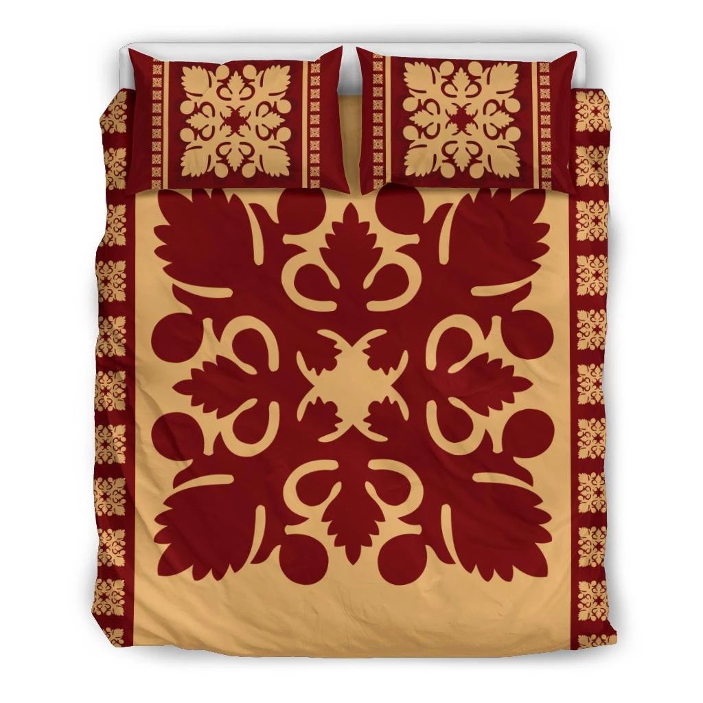 Hawaiian Quilt Pattern Tradition Skillful Bedding Set Black - Polynesian Pride