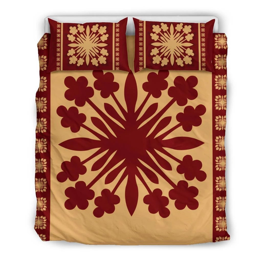 Hawaiian Quilt Pattern Tradition Bedding Set Black - Polynesian Pride