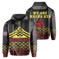 Hawaiian Mauna Kea Zipper Hoodie Triangle Style Unisex Art - Polynesian Pride