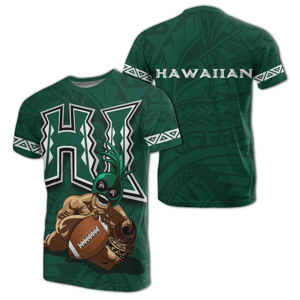 Polynesian Kakau Hawaii Warrior Football T Shirt Unisex White - Polynesian Pride