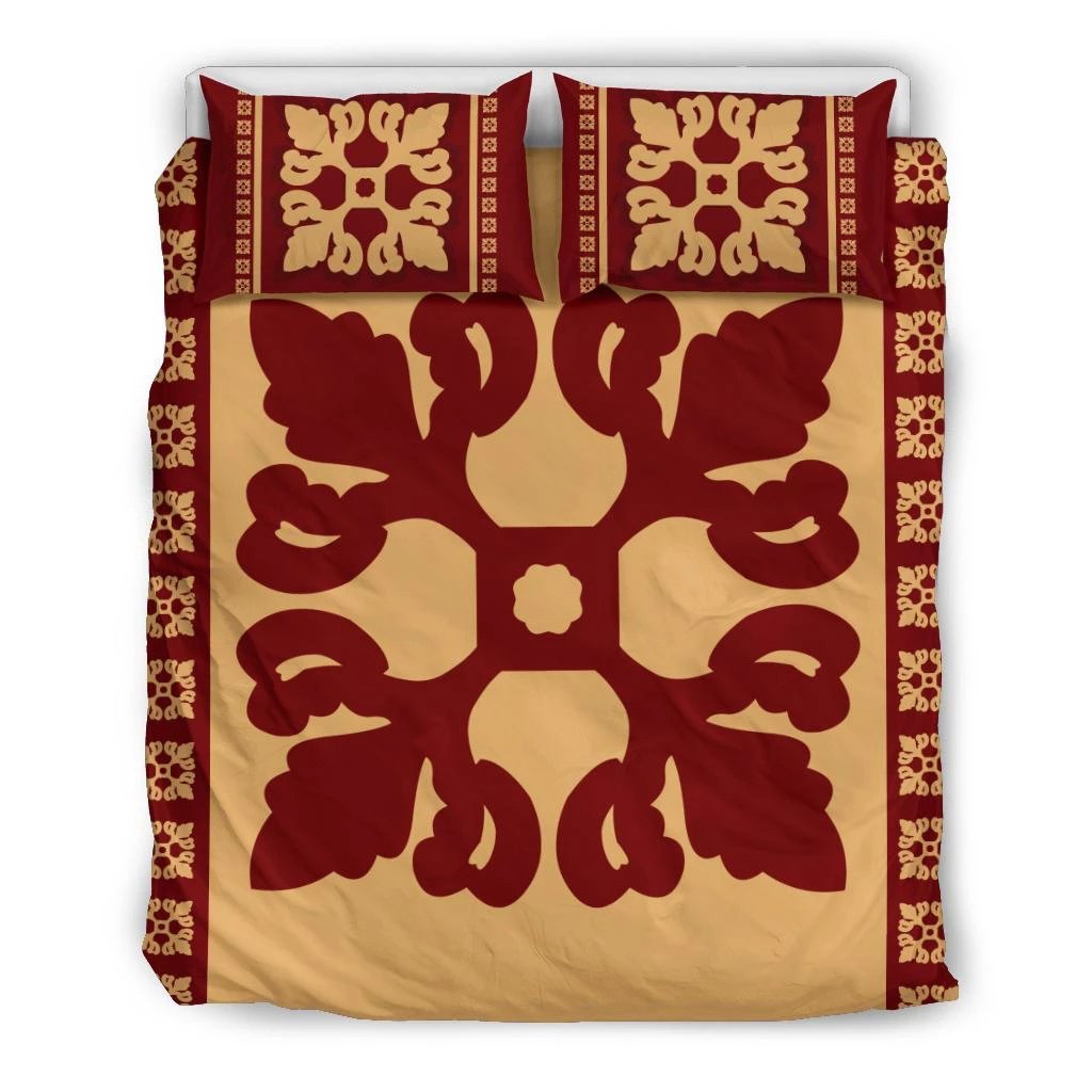 Hawaiian Quilt Pattern Flower Proudly Bedding Set Black - Polynesian Pride